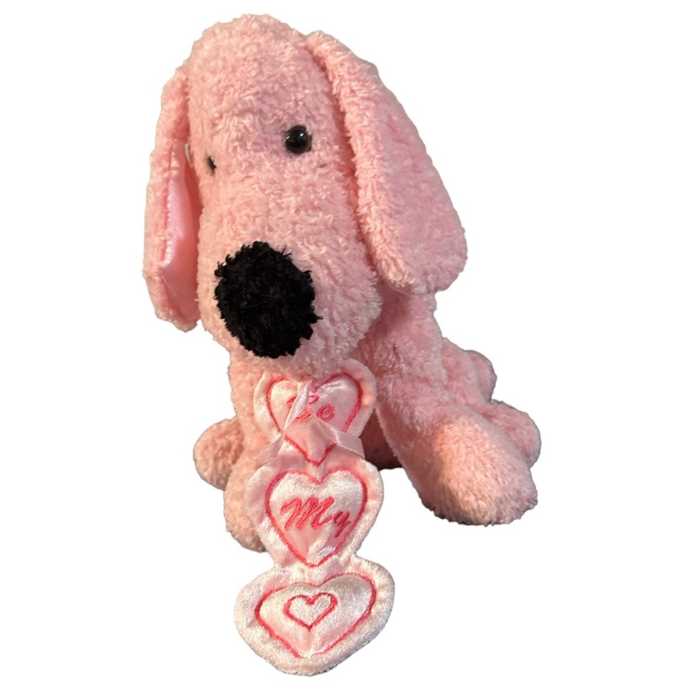 New Concepts Pink Plush Bean Bottom Dog Be My Heart Valentine Stuffed Animal 11”